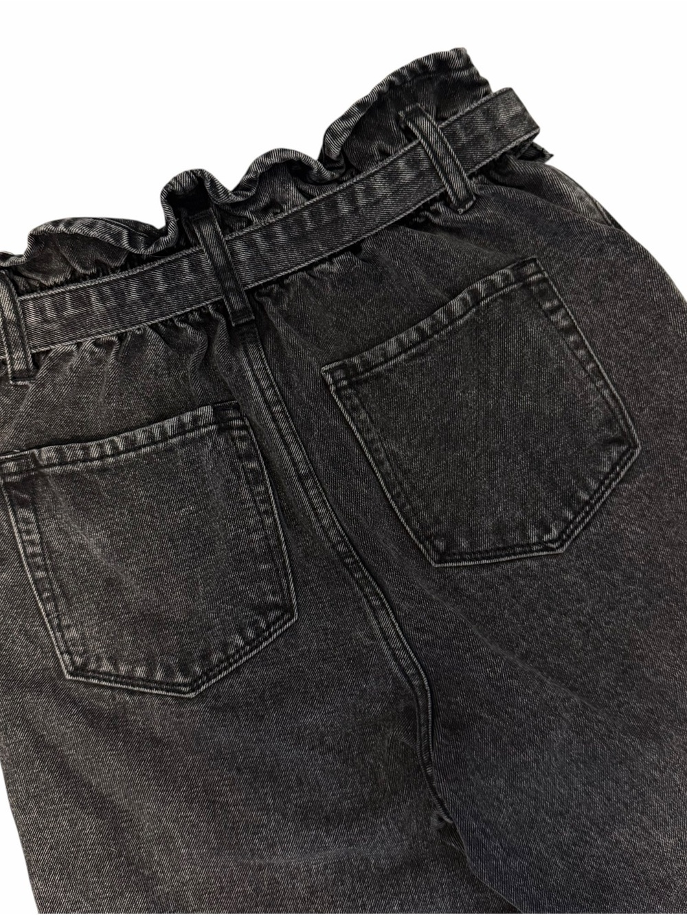 VERVET BY FLYING MONKEY Black High-Rise Paperbag Jeans with Tie Belt - Picture 4 of 4
